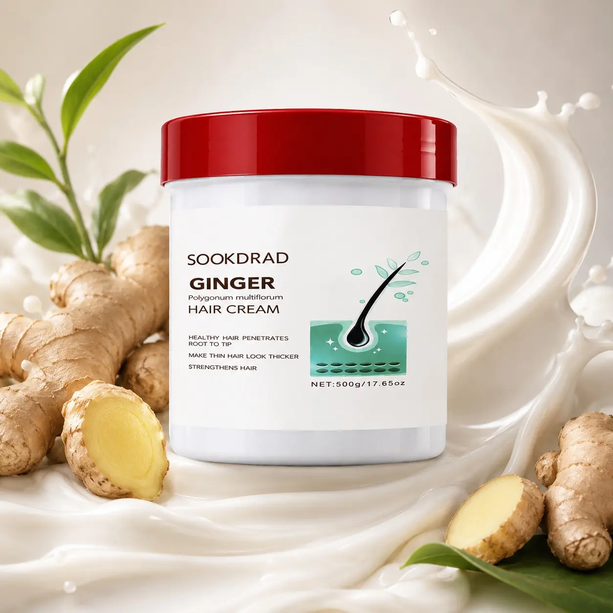 Ginger Hair Cream, Polygonum Multiflorum, Thicken Thin Hair, Strengthen Hair, Healthy Hair, Daily Hair Care, 500g