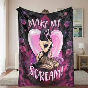 Dark Gothic Rose Flannel Blanket, Gothic Flower Print Throw, Super Soft Cozy Throw, Adult Flannel Blanket, Kids Flannel Blanket, Plush Sofa Bed Travel Gift
