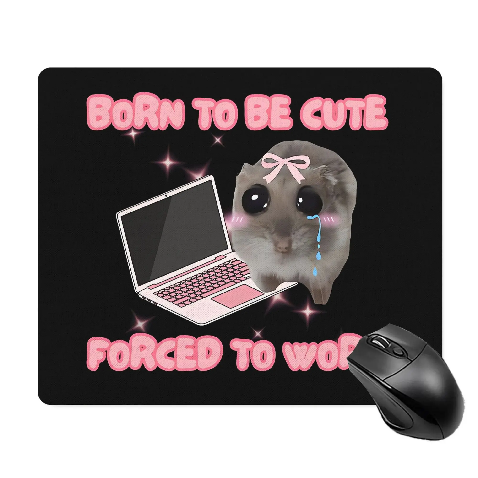 Cute Cartoon Hamster Print Mouse Pad - Durable, Anti-Slip Rubber Blend Base, Anti-Slip Grip, Decorative Desktop Mat for Home/Office Desk Work, Computers, Laptops