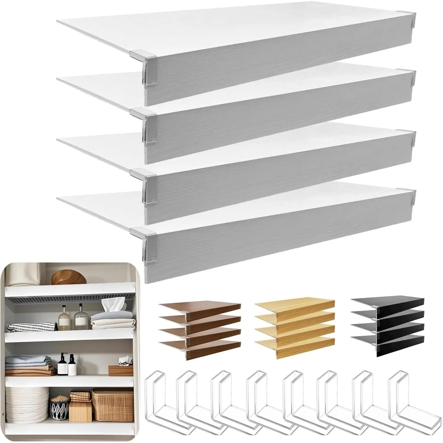 Wire Shelf Cover, Wire Rack Covers for Pantry,4 Pcs PVC -Look Faux  Shelf Liners,26x12 Inch,0.24inch Thick for  and Kitchen Organization
