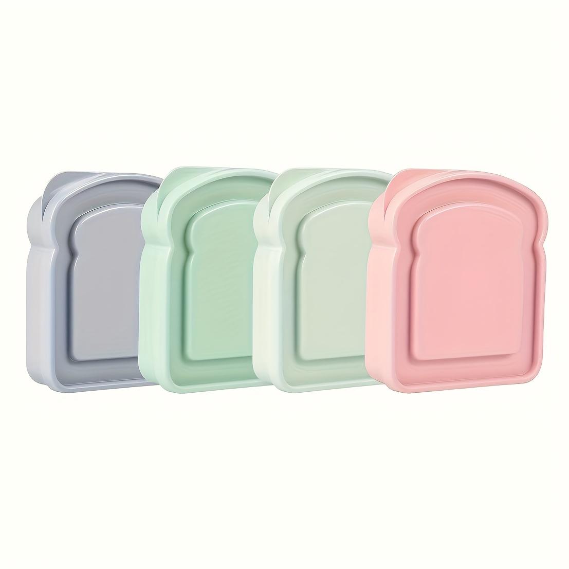 Sandwich Box / Lunch Box - Plastic Toast-Shaped Food Storage Container with Lid |   Microwave & Dishwasher Safe |   Suitable for Home Use or Adults (Colorful)