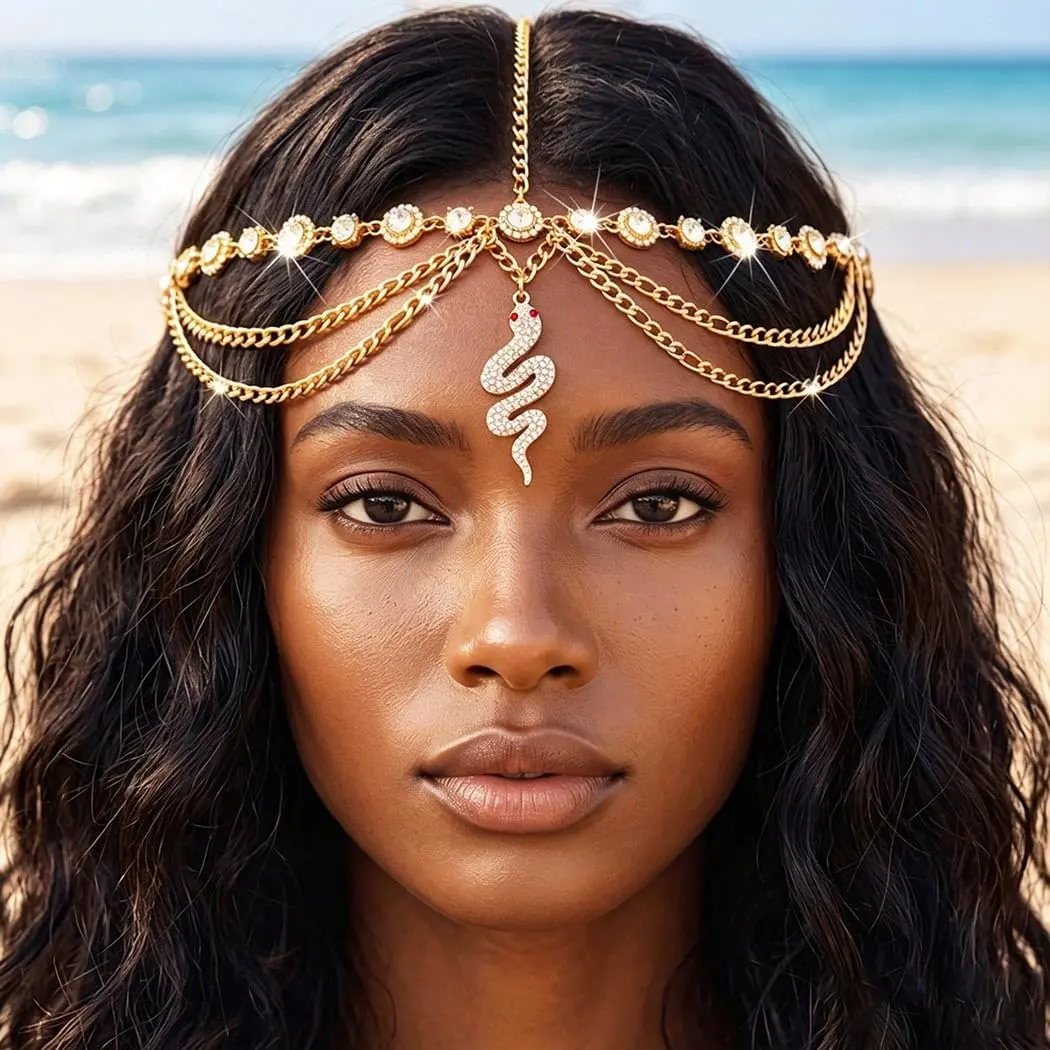 Boho Snake  Chain Egyptian Headpieces for Women |    Festival Cleopatra Costume Hair Accessories for Women