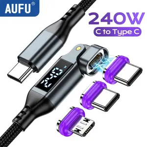 AUFU 16Pin Magnetic USB C Cable 240W Digital Display PD3.1 Type C Wire for iPhone MacBook Samsung POCO 5A Fast Charge Data Cord