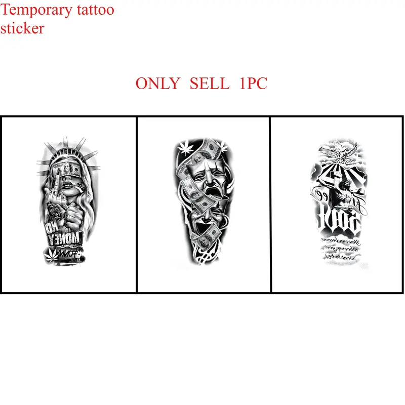 Chicano Style Arm Temporary Tattoo Sticker, Realistic Street Art Waterproof Fake Tattoo for Men, Solid Form Water Transfer Printing, Temporary Tattoos Stickers