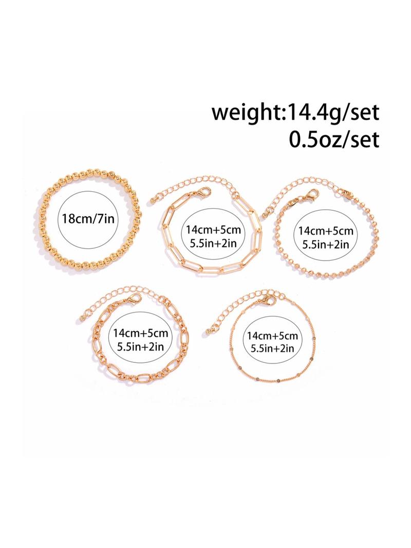 Fashion Simple Chain Bracelet & Beaded Bracelet, Summer 2024 Bangles Bracelets, Casual Stackable Matching Bracelet, Trendy All-match Jewelry, Streetwear Accessories As Friendship Bracelets, for Fall