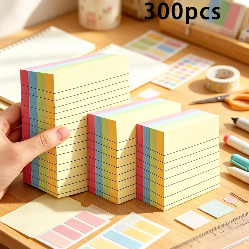 300pcs Colored Thick Sticky Notes, Tear-Off Paper, Ideal for School, Office, Home Use, Convenient Note-Taking, Learning Aids