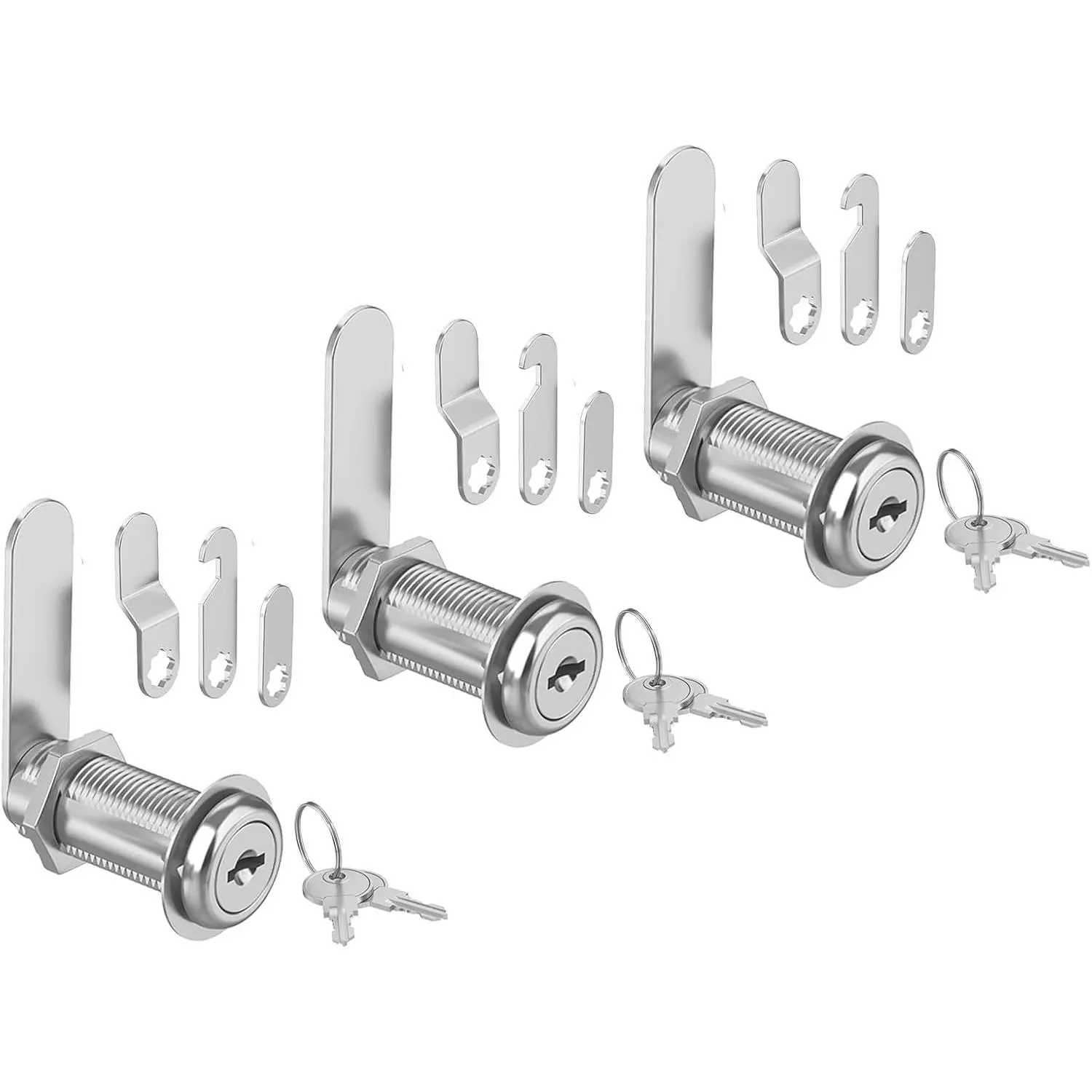 3 Pcs Cabinet Locks with Keys, 1-1/2'' Cam Lock Keyed Alike Fit 1-3/8'' Max Panel, Drawer Locks with Keys Secure Desk Drawer Toolbox Mailbox RV Storage Door, Zinc Alloy