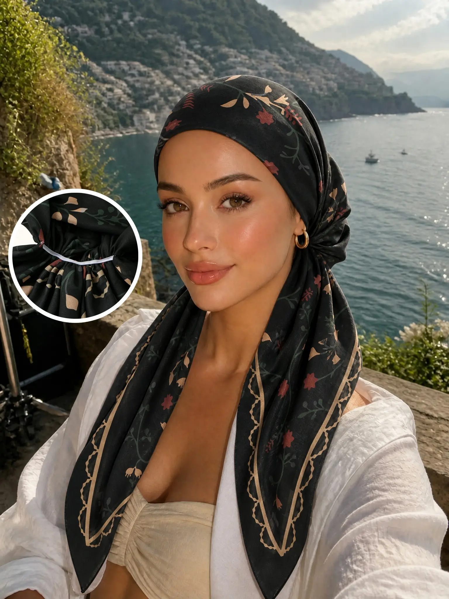 Women's Boho Floral Turban Headscarf, Pre-Tied Hijab Cap, Breathable Lightweight Hair Cap, Fashion Daily Accessory, All Seasons, Floral Print Scarf