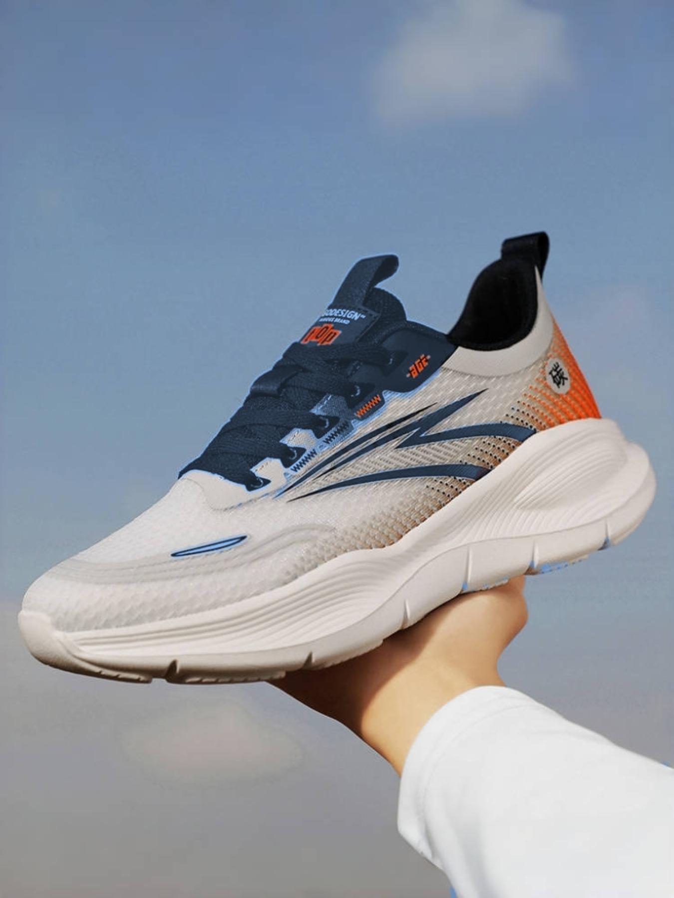 Men's Colorblock Lace Up Low Top Sneakers, Casual Breathable Comfortable Sports Running Shoes, Male All-match Round Toe Shoes for Daily Wear, Closed, Casual Running Footwear
