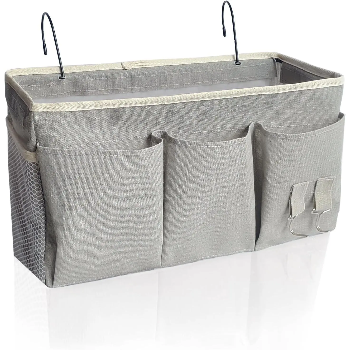 Bedside Caddy Hanging Storage Organizer Bag for Bunk Beds, Hospital Beds, College Dorms, Ideal for Storing Glasses, Books, Mobile Phones (Grey 1)