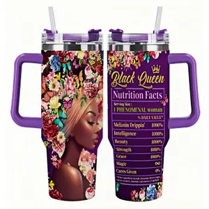 Black Queen Nutrition Facts Tumbler – A Daily Reminder of Beauty, Strength & Grace, Melanin Queen Gift for Women Who Know Their Worth ,20 / 40oz Tumbler With Handle Gift for Sister, Daughter or Best Friend