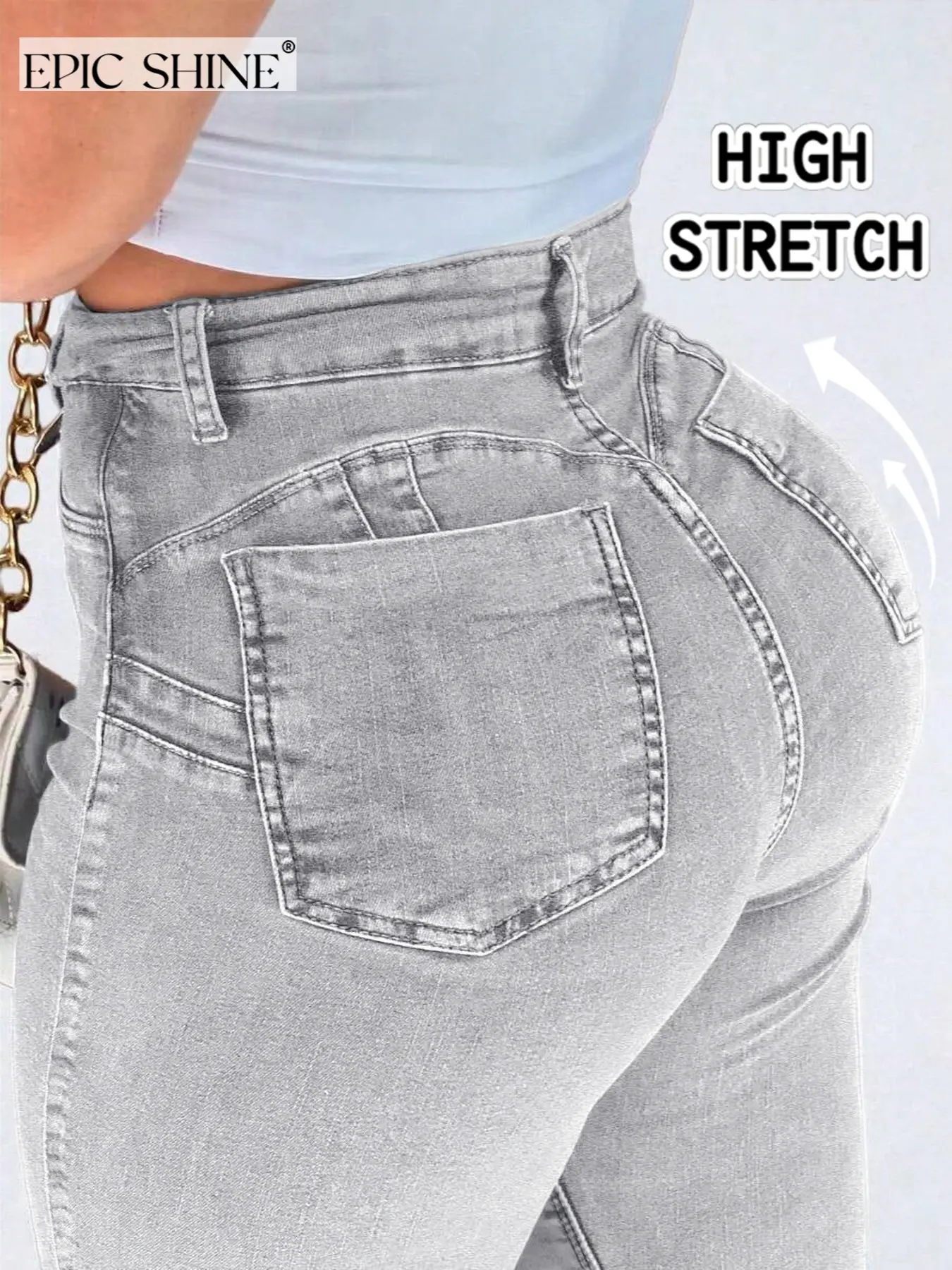 Women's High-Waisted Denim Jeans, Peach Heart Line Design, Butt-Lifting Tight Fit, European Style, Perfect for All Seasons and Parties