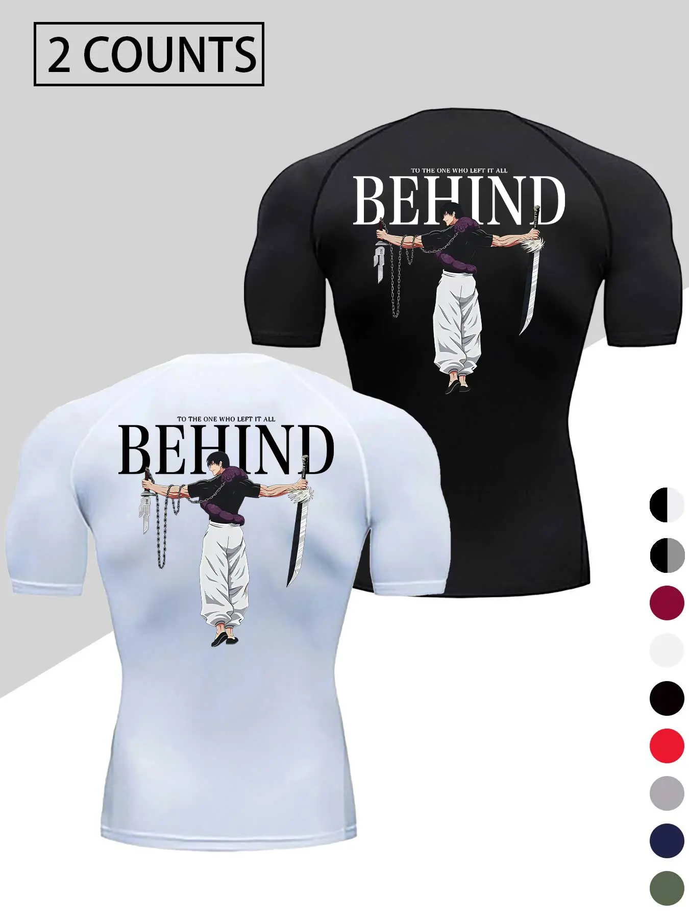 Men's 2-Pack Crew Neck Athletic T-Shirts - Athletic Activewear, Athletic clothes, Quick-drying, breathable, and moisture-wicking short-sleeved sports tops with graphic print and high-stretch fabric, suitable for running, training