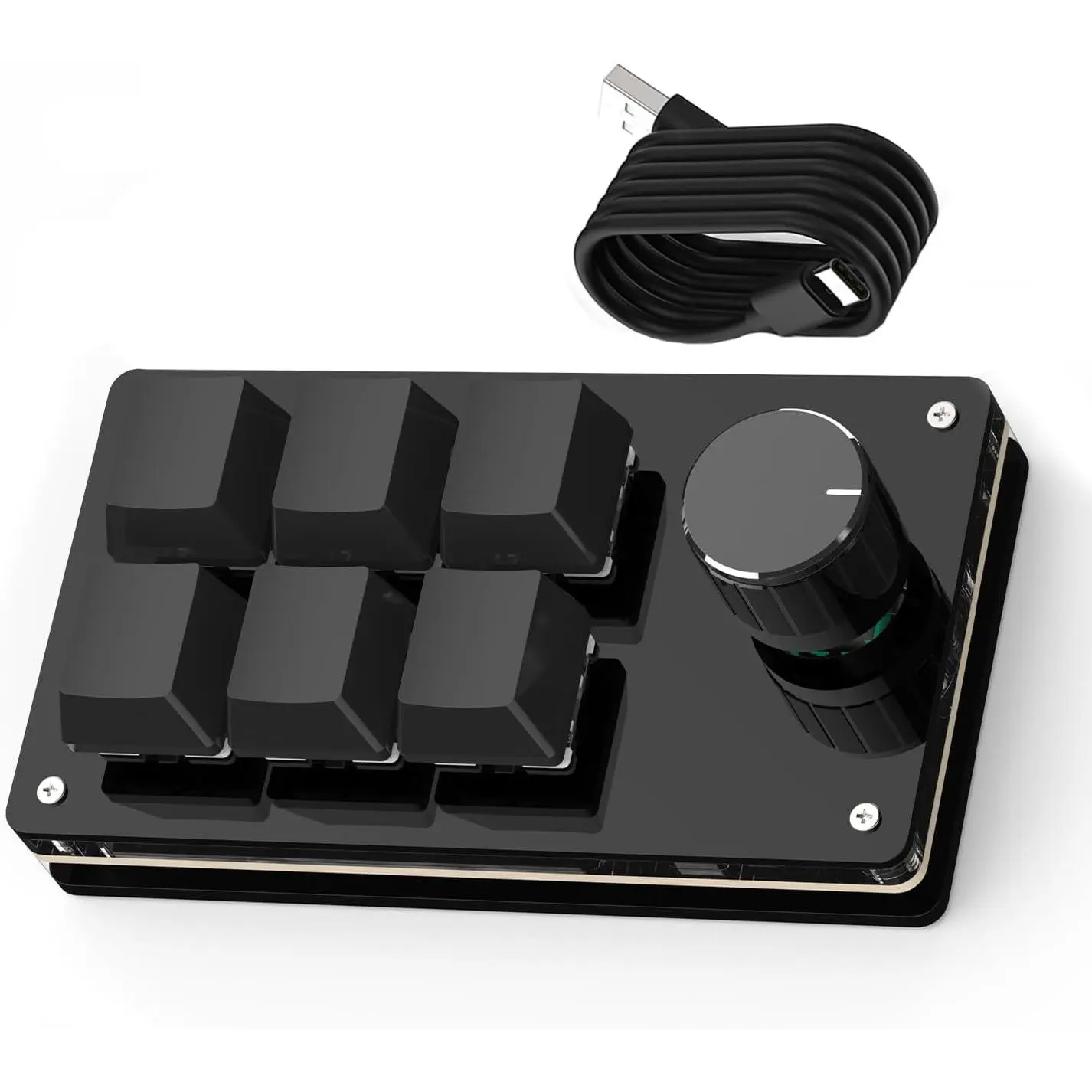 Programmable Macro Keyboard,6 Key Macro Mechanical Gaming Macro Keypad,Custom Knob KeyPad, Hot swappable  Gaming Keyboard,Wired programmable keypad with Drawing Programming Video