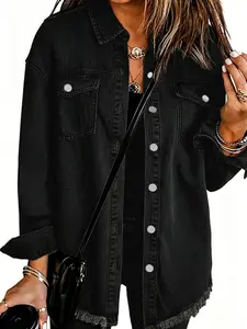 Women's Casual Denim Jacket, European and American Style, Comfortable and Stylish, Perfect for Daily Wear, Trendy Outerwear for Women