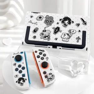 Cute Kawaii Clear Case for Nintendo Switch 2/OLED/V2, Split Hard Protective Cover, Shockproof Cartoon Shell with Joy-Con Covers