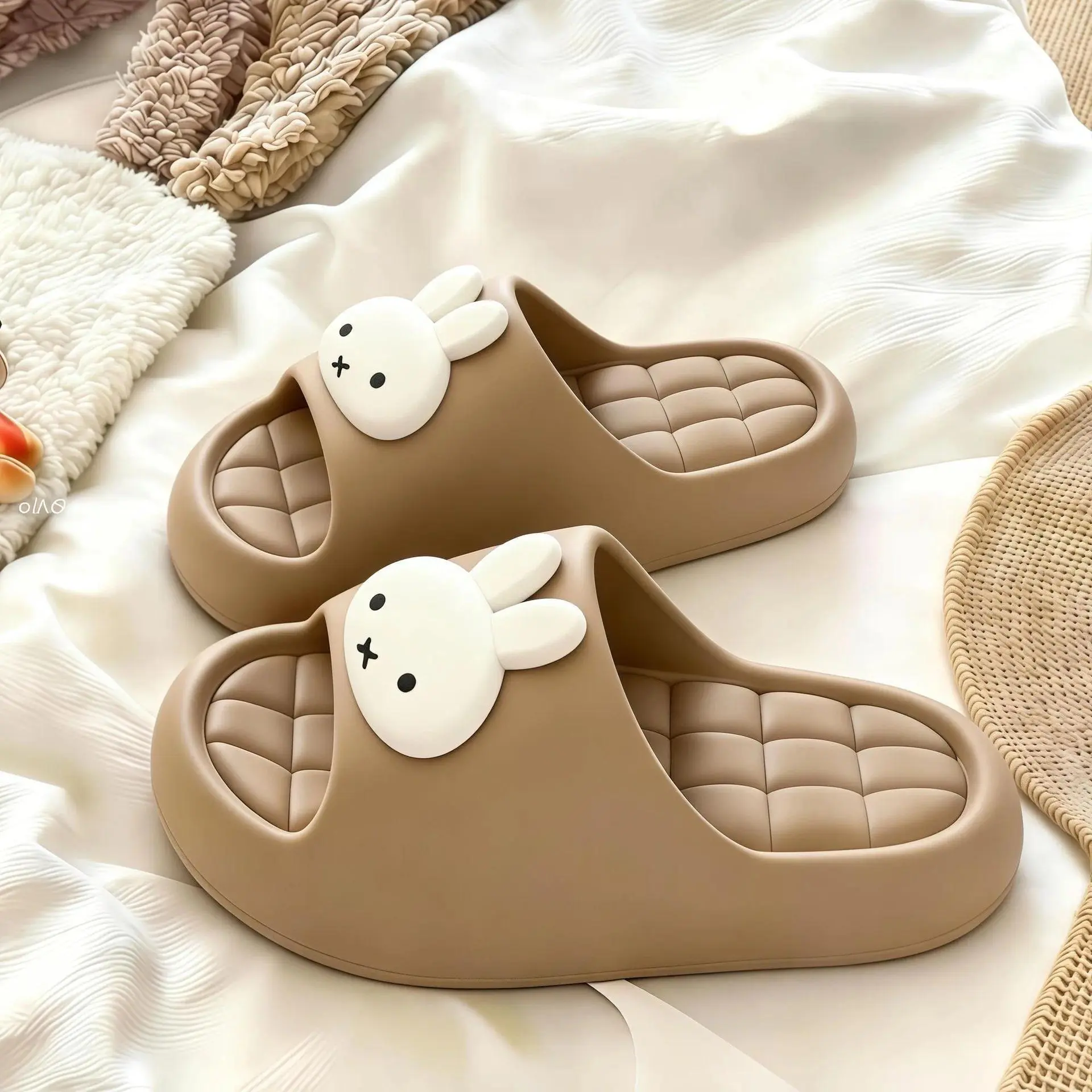 Kawaii Miffy Thick Sole EVA Slippers Cute Bunny Head Summer Cloud Feeling Non Slip Soft Slides for Indoor & Outdoor Perfect Gift