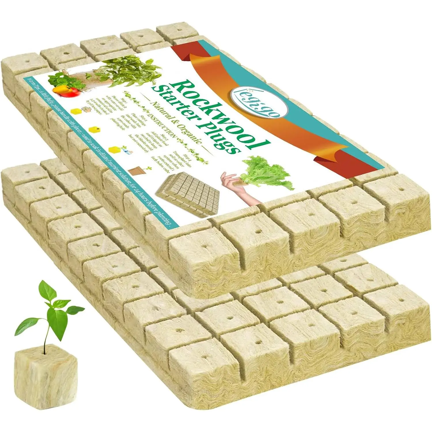 1 Inch Rockwool Cubes Seed Starter Plugs for Hydroponics, RockWool Planting Grow Cubes for Hydroponic Tower Garden Soilless Cultivation  Germination  Clone (2 Sheet, 100 Plugs)