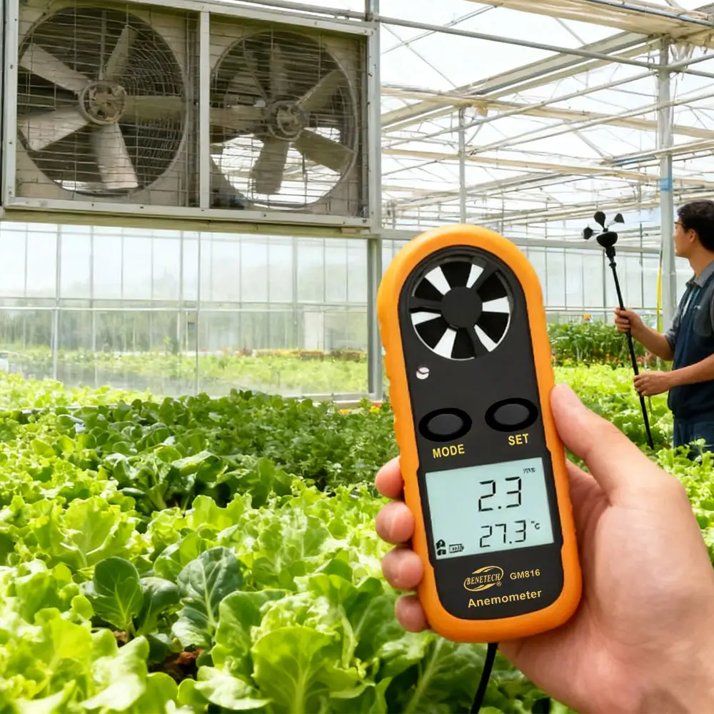 Portable Waterproof Shockproof Wind Speed Temperature Dual-Meter Instrument, LCD Backlight, Fast Measurement, Engineer Professional Tool