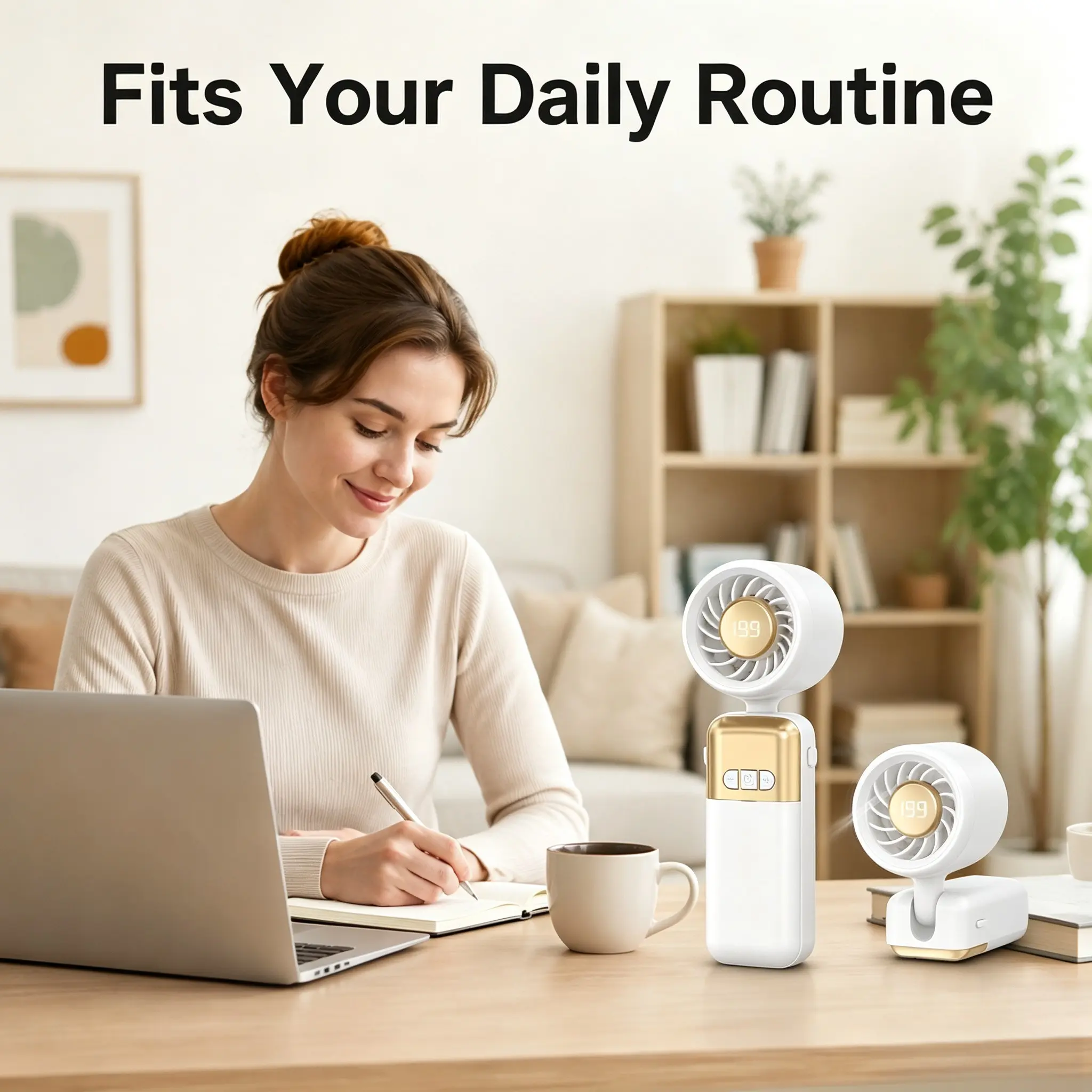 Portable Turbine Fan, Handheld Strong Airflow, Foldable Personal Fan, USB-C Rechargeable, Lightweight, Ideal for Summer, Concerts, Outdoor Use