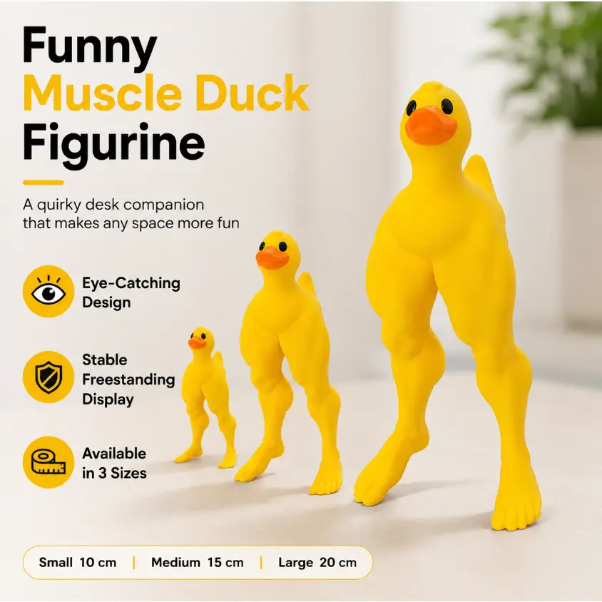 Muscular Legs Duck, 3D-Printed Muscular Buff Duck Statue Ornament, Fun Muscular Buff Duck Statue Ornament, for Home Living Room Bedroom Housewarming Ideas Present