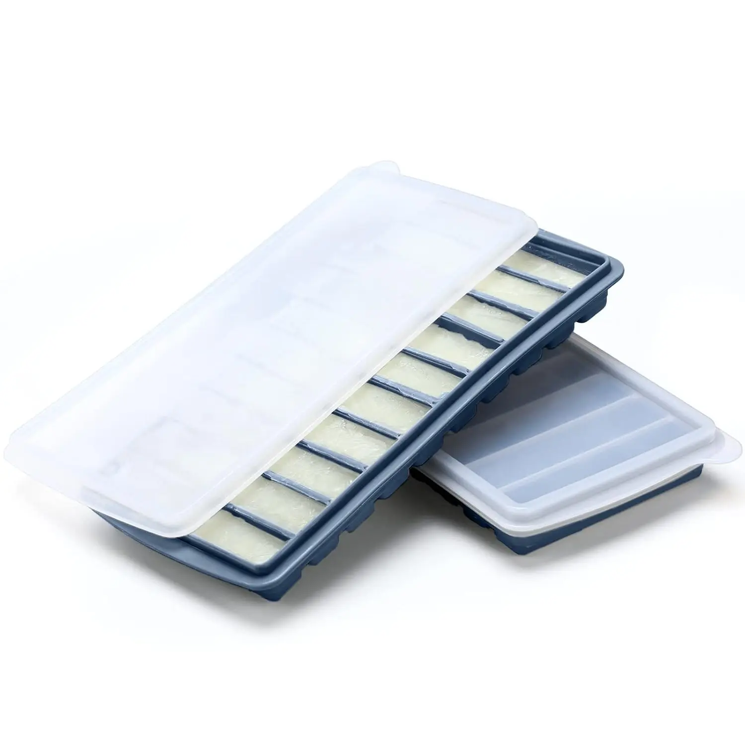 2 Pack Silicone Breastmilk Freezer Trays with Lids, Baby Milk Storage Containers, 10 x 1 oz Bars, Blue(Gift)