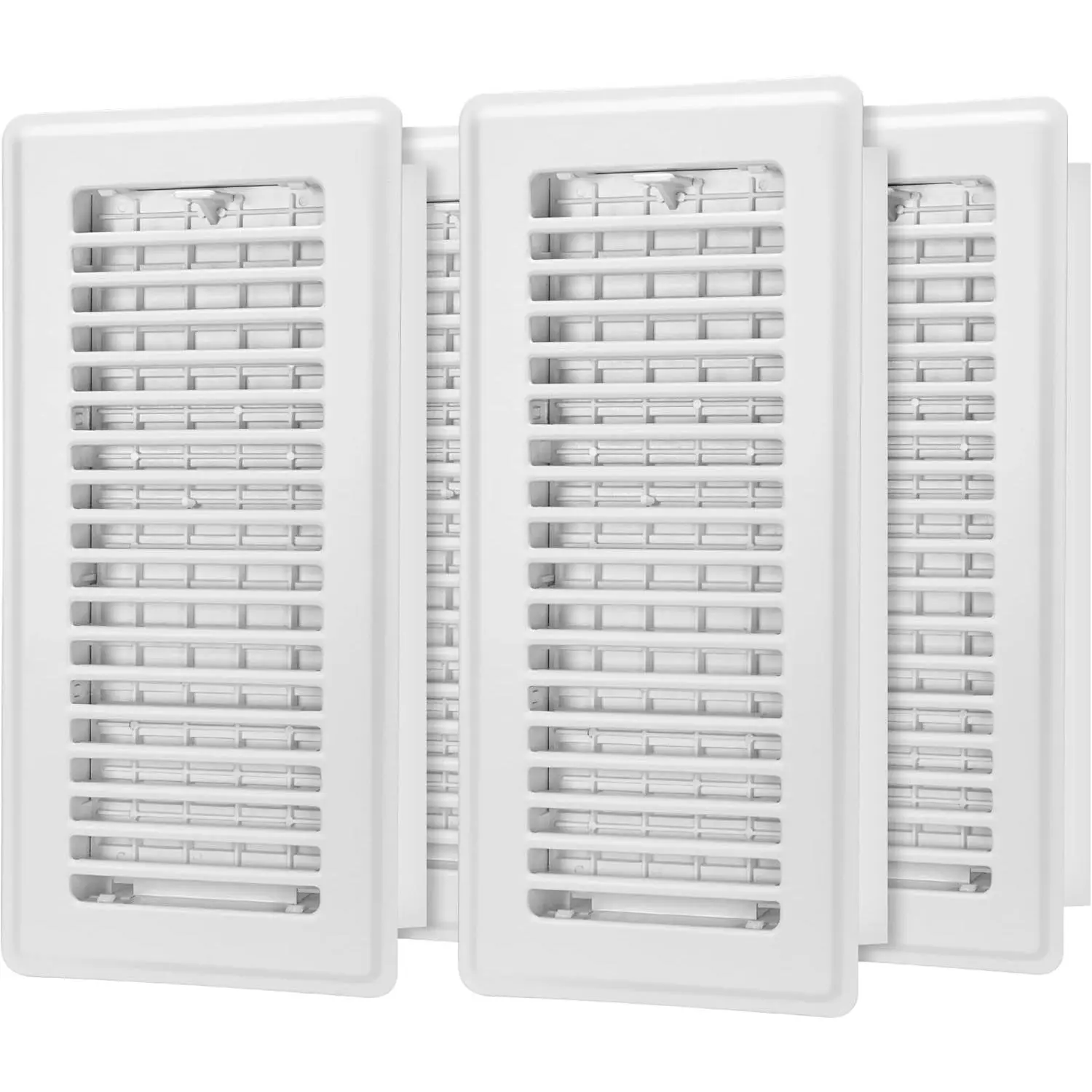 Standard Pack 4-Piece 4in x 10in Heavy-Duty Adjustable Walkable Vent Steel Floor Register Covers for Home (White)