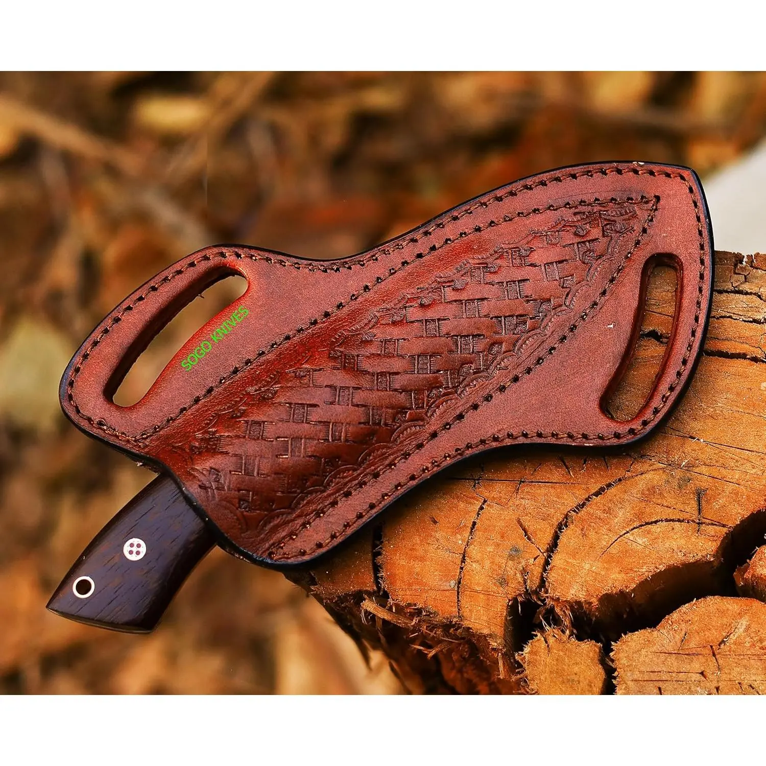 Leather Knife Sheath For Belt, Slanted Pancake Sheath, Tooled Leather Sheath, Beautiful Cow Boy 4 to 6 inches Skinner Knife Leather Cover 100% Real Leather (BROWN)
