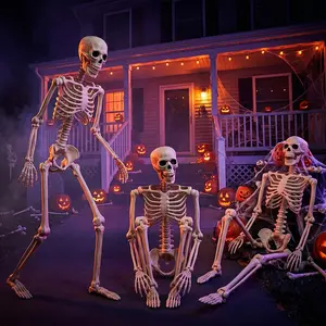 2pcs Halloween Realistic Spooky Skull Decorations, Full Body Movable Hanging Skull Head Ornaments, Home Decoration, Festival Decorative Hangings