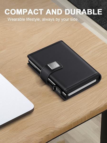 Men's Ultra-Thin RFID Blocking Aluminum Alloy Wallet, Minimalist Minimalist Business Design with Pop-Out Card Slots, ID Window and Cash Compartment, RFID Card Holder, Ideal Christmas Gift for Dad or Boyfriend