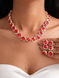 Luxurious Rhinestone Round Earrings Necklace Set, Elegant Court Style Jewelry for Women, Bridal Accessories, Glamorous Gift Idea