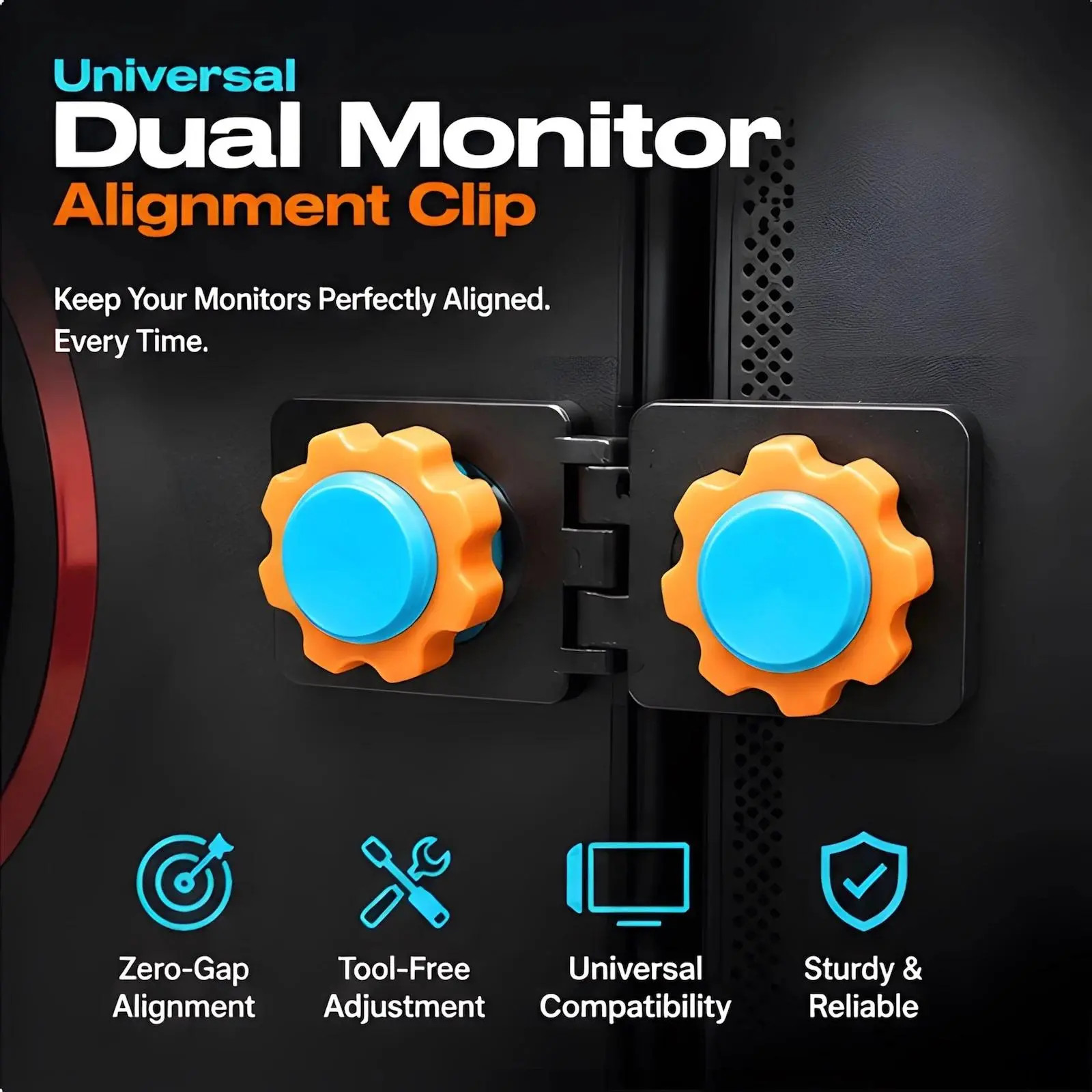 Universal Dual Monitor Alignment Clip Tool-Free Screen Connector Zero Gap Fixer Bracket Double-Sided Adhesive Mount Game Office Holder