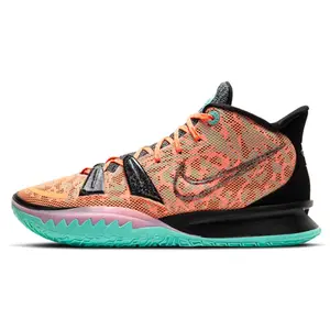 Nike Kyrie 7 EP Play for the Future Basketball Shoes for Men and Women – Round Toe, Lace-Up, Mid-Top, Black Orange Green Verifiable, with credentials and supporting global authentication