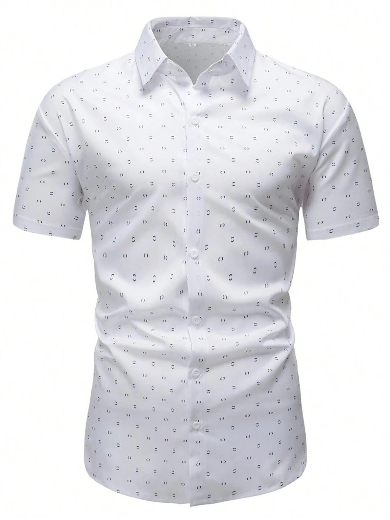 Men's All Over   Print Short Sleeve Shirt, Regular Fit Casual Button Down Collar Top for Summer, Fashion Men's Clothes for Daily Wear, Casual Streetwear Shirt, Button Down Collared Shirts