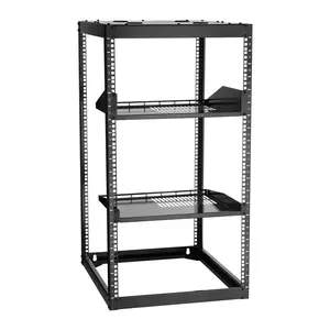 VEVOR 20U Open Frame Network Rack, 23 in Depth, Wall Mounted or Floor Standing Server Rack, Heavy Duty 4 Post, with Vented Shelves Mounting Hardware, Holds All Your Networking IT Equipment AV Gear