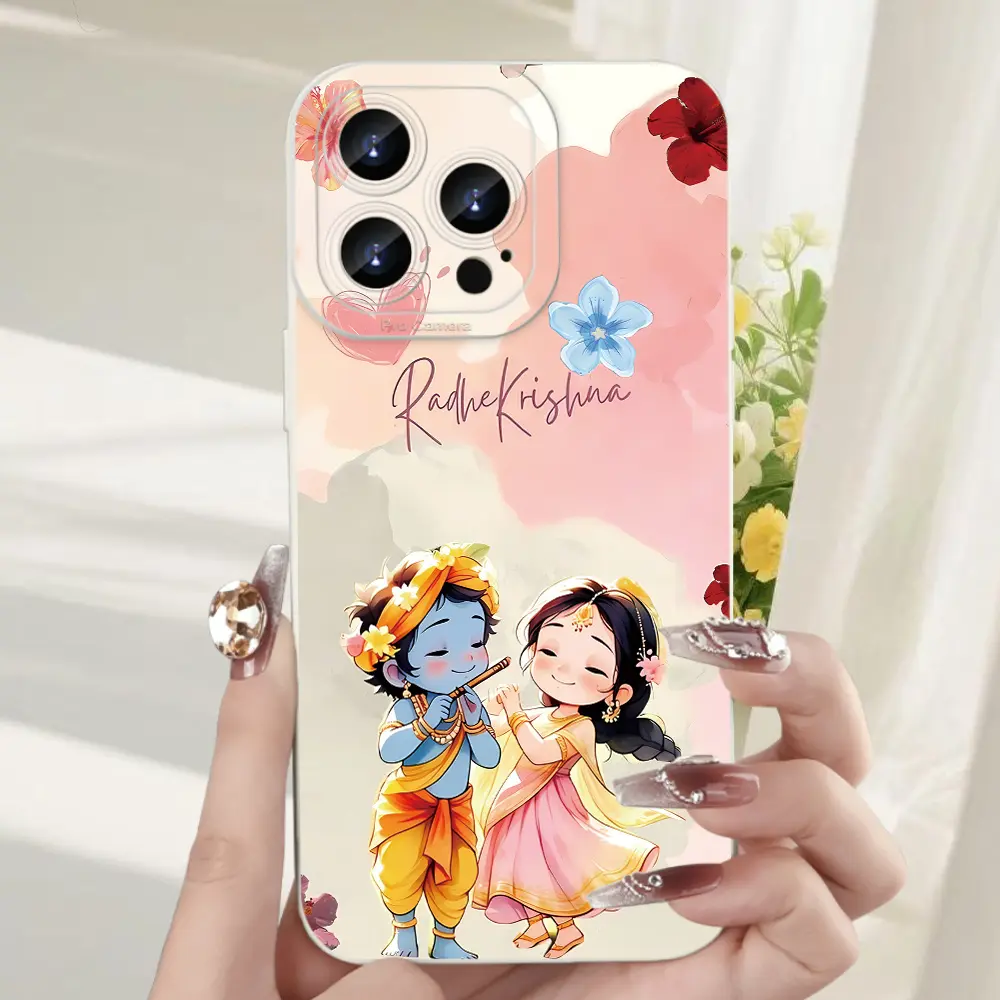 Q-Printed Angel Eyes Smartphone Case with Hindu Divinity & Childlike Romance - Protective Handheld Cellphone Cover for iPhone 11-17 Plus Pro Max, Stylish Unisex Design, Holiday Gift for Loved Ones, Casing