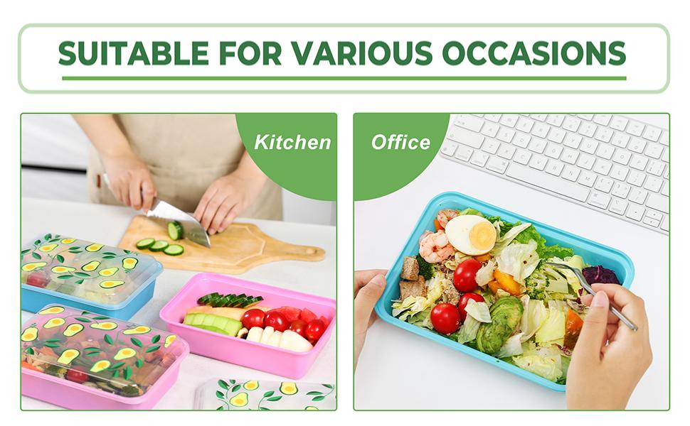 10 Pack 42 oz Meal Prep Containers, Reusable Plastic Food Prep Storage Containers with Printed Lids, Stackable, Leakproof, Microwave & Freezer & Dishwasher Safe,To Go Take Out Box, Avocado