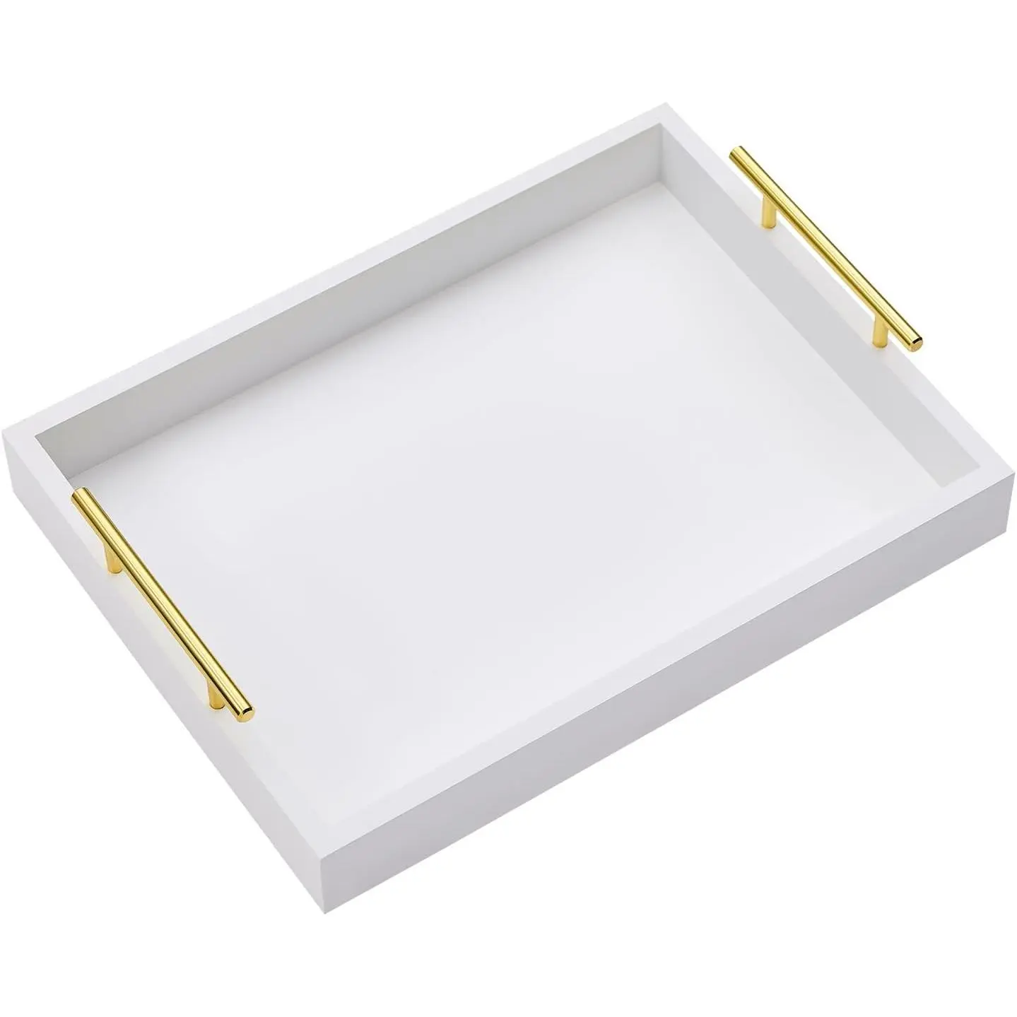 16"x12" Serving Trays with Handles, White Decorative Serving Tray, Ottoman Trays, Living Room, Bathroom, and Outdoors Decorative Trays (White)