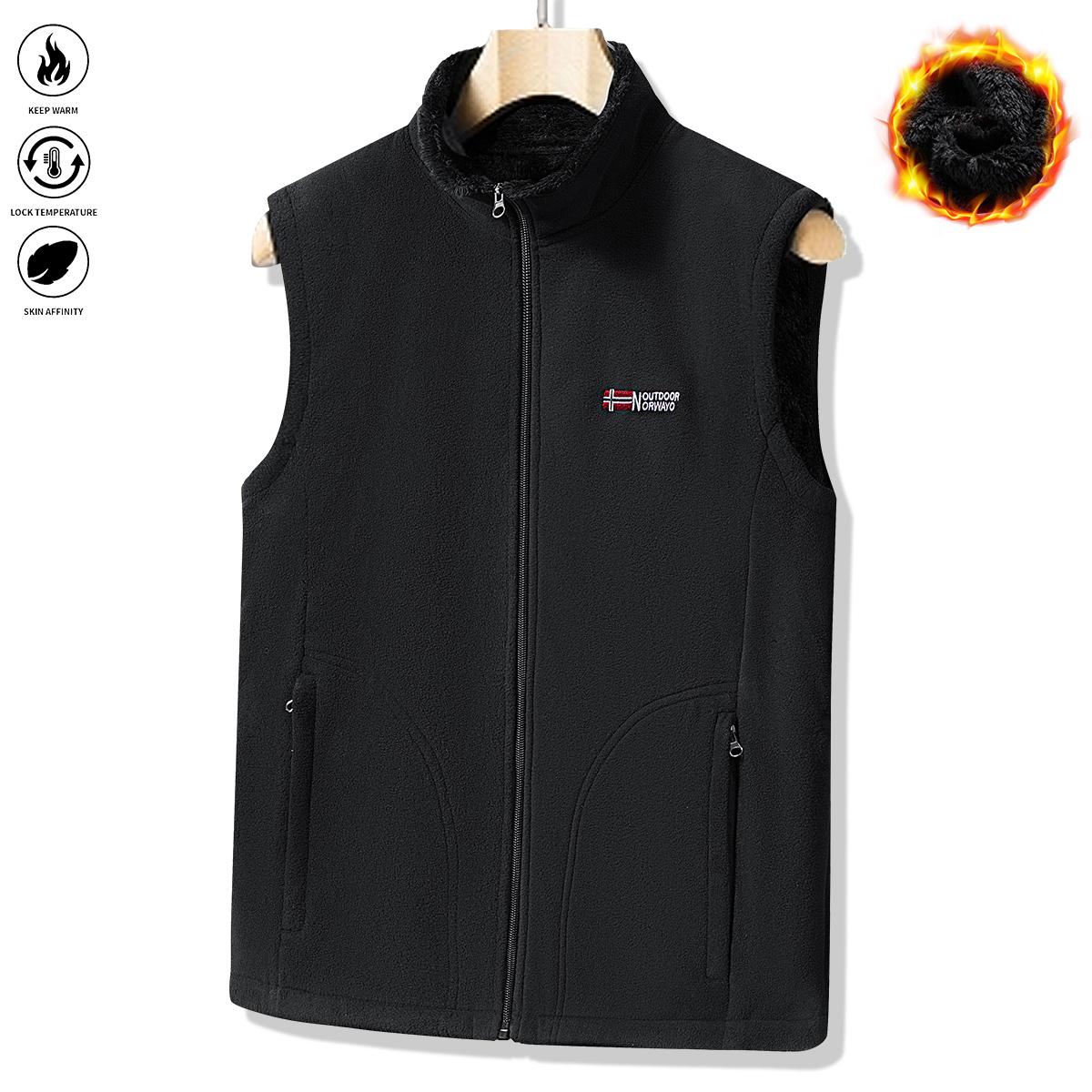 Men's Thermal Fleece Vest Lightweight Warm Winter Jacket, Stand Collar Athletic Sleeveless Vest for Gym, Hiking , Winter Vest, Outdoor Activities, Details, Durable Construction, Fitness Enthusiasts, Hiking Gear, Breathable Fabric, Gym Wear