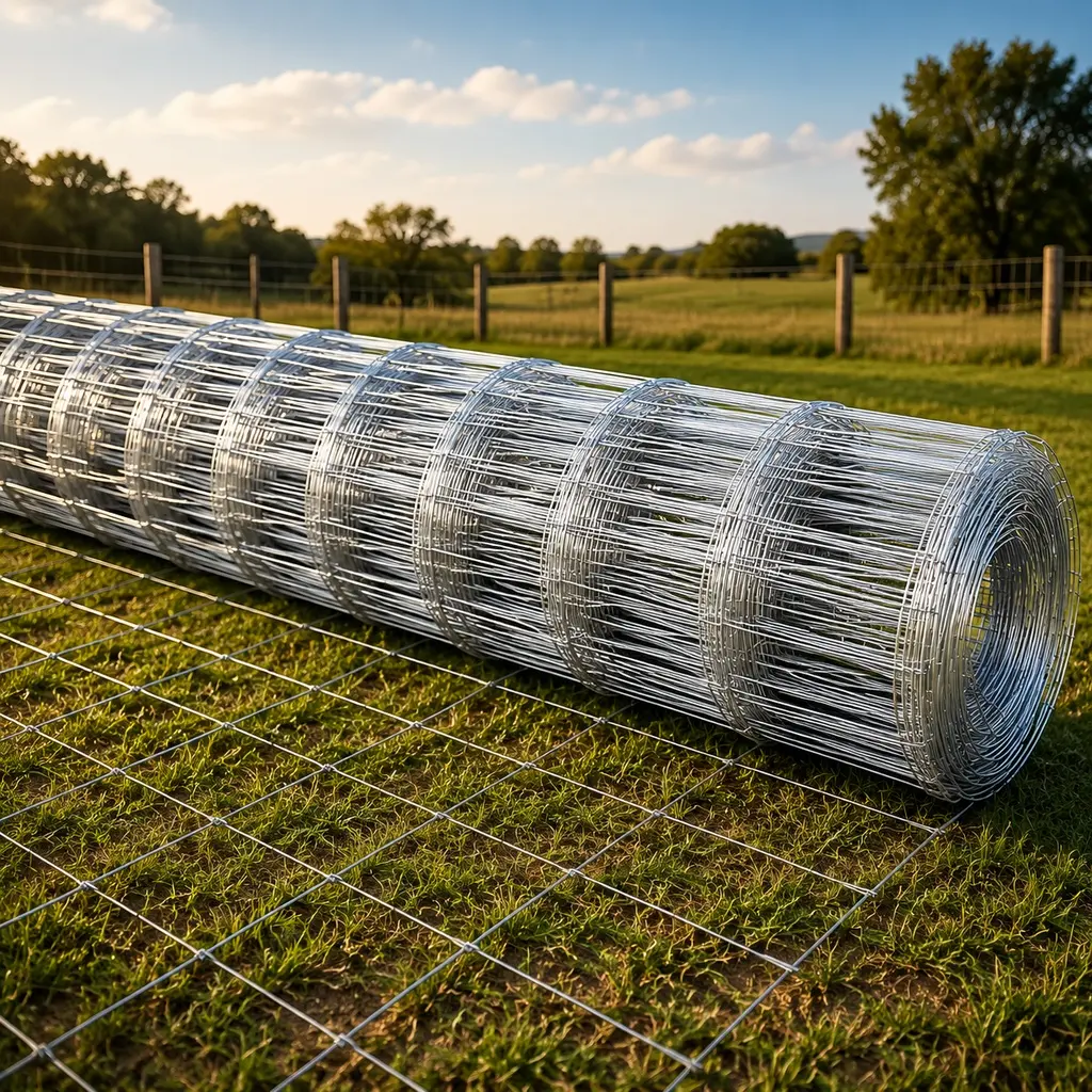 ARCH Heavy-Duty Galvanized Steel Wire Mesh Fence 4ft x 328ft Roll, Tapered 9in to 3.9in Openings, No.14 Gauge with Reinforced Frame, Rust-Resistant Woven Wire for Cattle, Goat, Sheep, Deer, Livestock Pen, Garden, Yard, Farm, Ranch