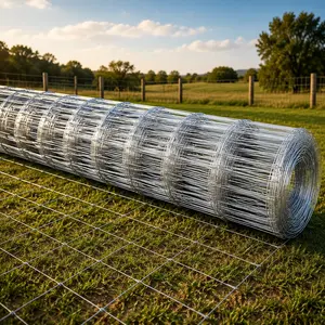 ARCH Heavy-Duty Galvanized Steel Wire Mesh Fence 4ft x 328ft Roll, Tapered 9in to 3.9in Openings, No.14 Gauge with Reinforced Frame, Rust-Resistant Woven Wire for Cattle, Goat, Sheep, Deer, Livestock Pen, Garden, Yard, Farm, Ranch