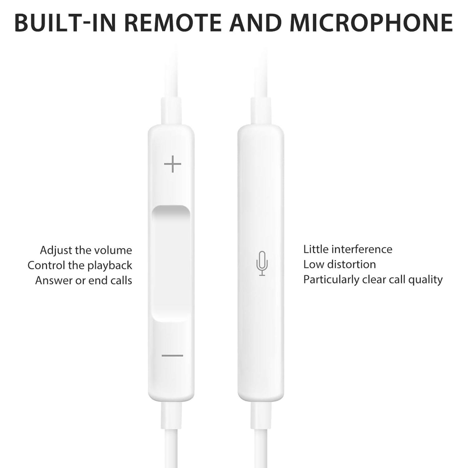Lightning In-ear Earphones Applicable iPhone14/13/12/11/7/8 Plus XS,with Lightning Connector, Wired Ear Buds for iPhone with Built-in Remote to Control Music, Phone Calls, and Volume