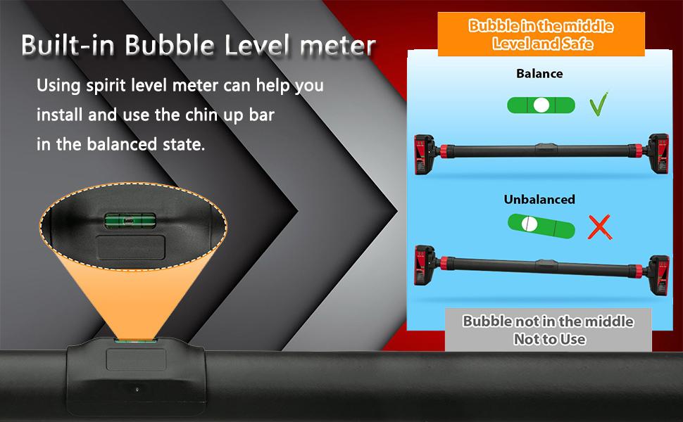 Pull Up Bar for Doorway, Strength Training Upper Body Workout Chin Up Bar with Level Meter and Adjustable Width No Screw Installation for Home Gym Exercise Fitness