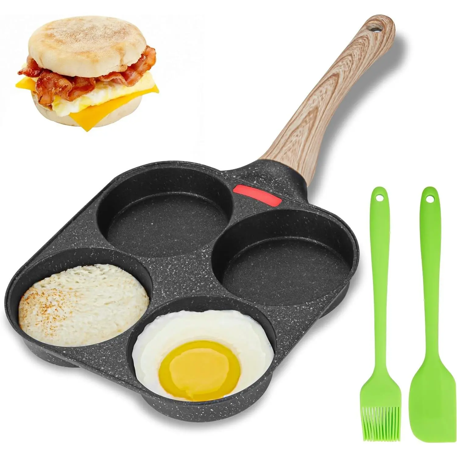 MyLifeUNIT Egg Frying Pan, 4-Cup Egg Pan Nonstick, Fried Egg Pan Skillet for Breakfast, Pancake, Hamburger, Sandwiches, Suitable for Gas Stove & Induction Cookware