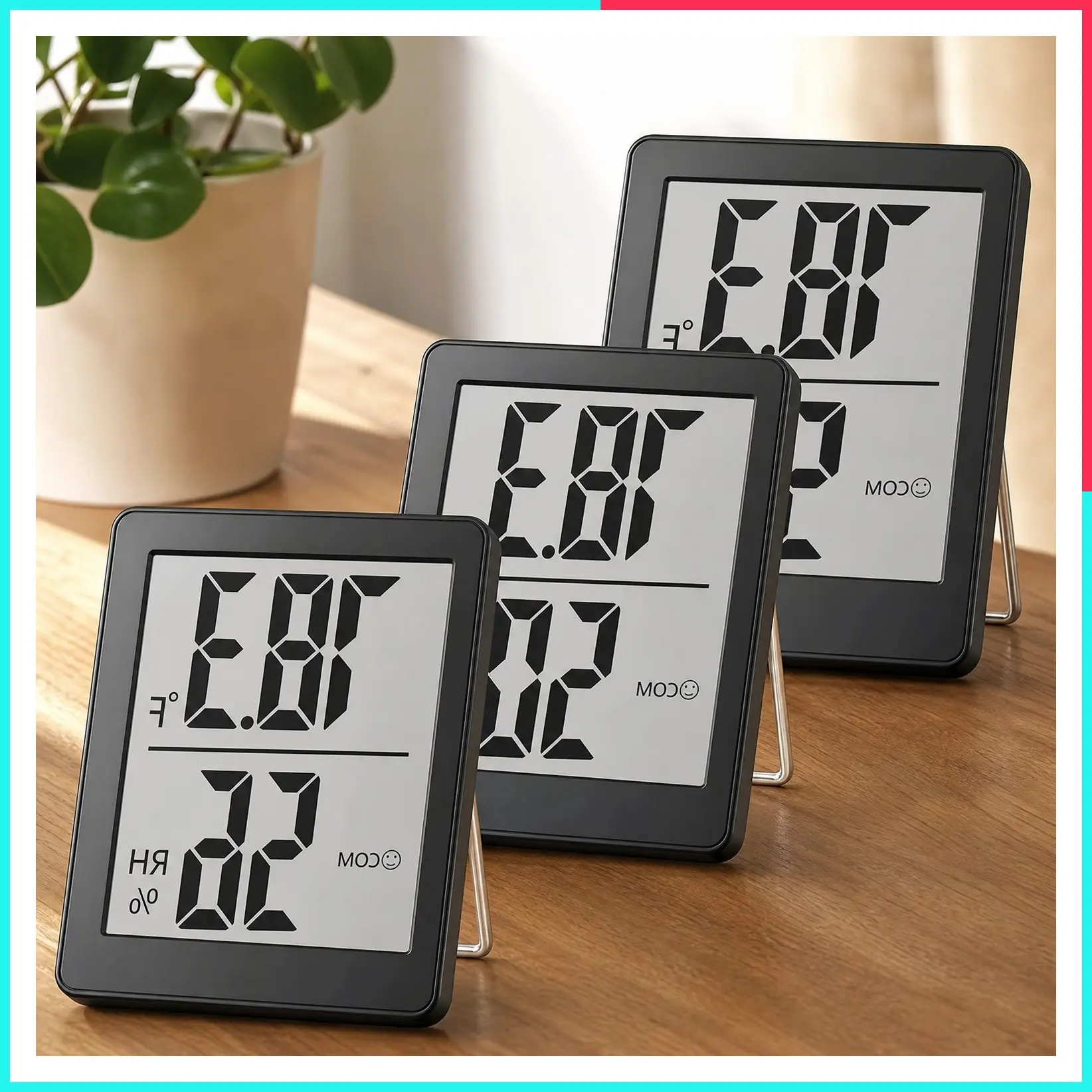 3 Pack Mini Digital Hygrometer Thermometer Humidity Monitor for House, Baby Room, Greenhouse, Incubator - Black