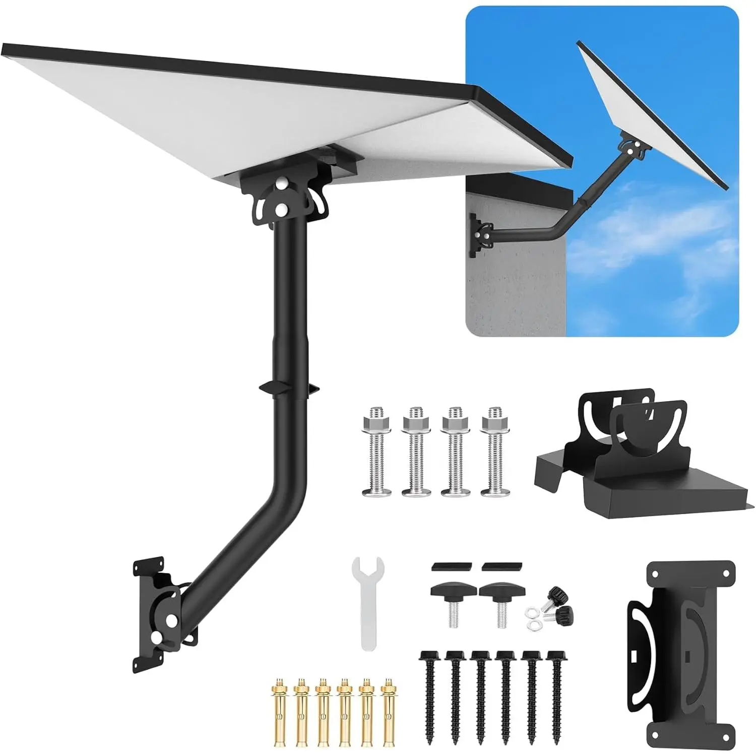 Gen 3 Starlink Mount, Adjustable Metal Starlink Standard Kit, Compatible with Standard 4/4X/V3 with Pipe Adapter,Weatherproof,for Wall and Roof