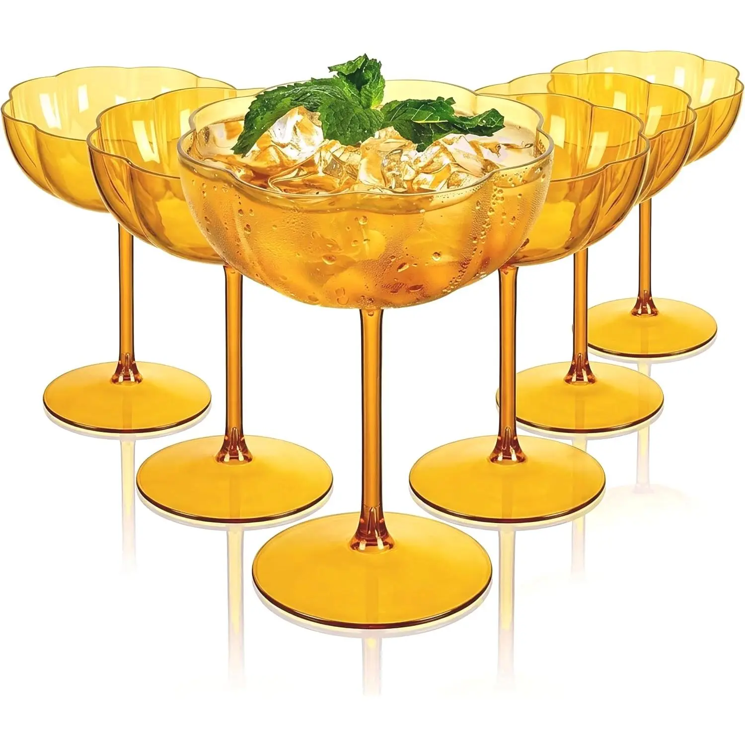 12 Pack  Plastic Martini Glasses for Bars Parties | 10 oz  Coupe  Cups, Heavy Duty Plastic, Champagne   Margaritas for Weddings Anniversaries Birthdays