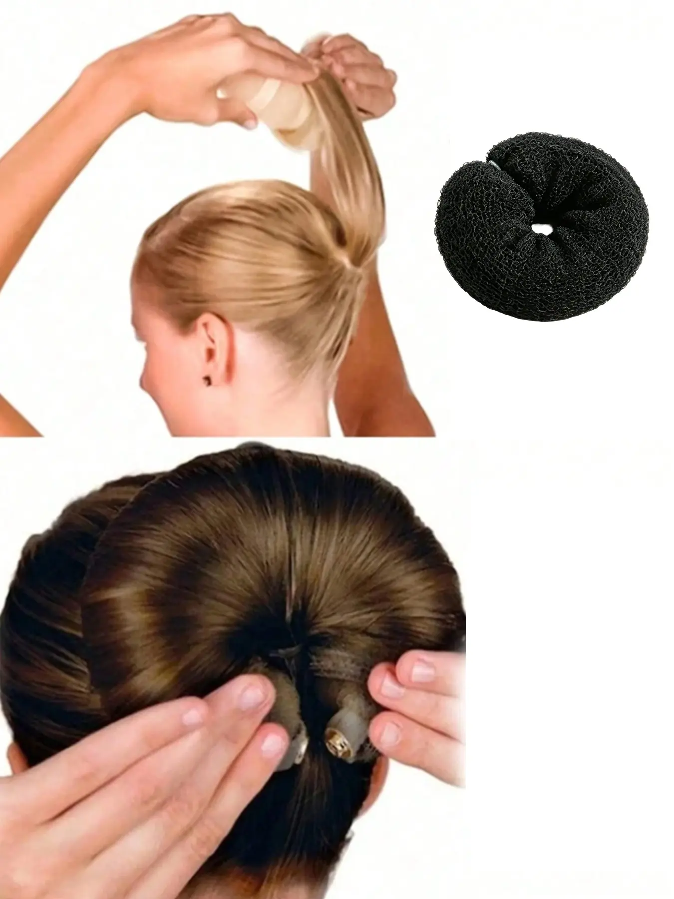 DIY Hair Bun Maker Tool, Hair Bun Donut, 17cm Foam Round Net Hair Circle, Ballet Style Updo Hair Accessory, Ponytail Holder, Ponytail Accessories, Easy Hairstyle Making Kit, Hair Band