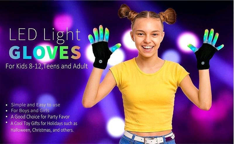 LED Gloves Colors Light Show Rave Light Finger Lighting Flashing Glow Mittens Contains 4 batteries light-up finger glove