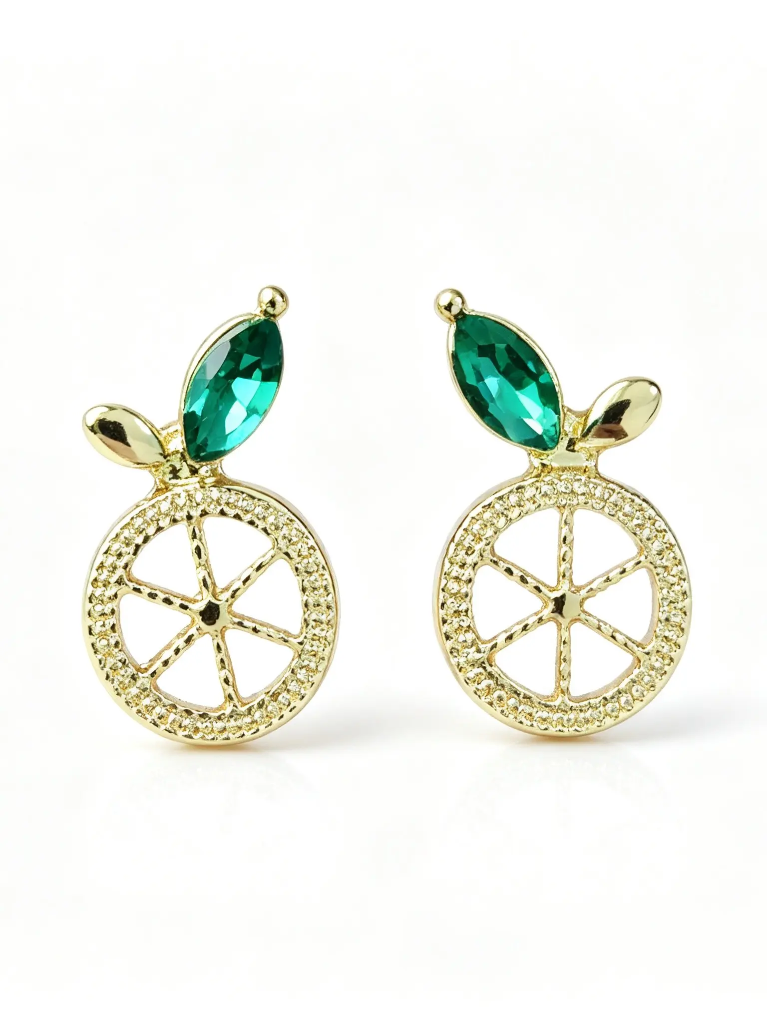 Pair of Lemon Fruit Style Earrings, Unique Design Versatile Copper Needle Earrings, Fashionable Jewelry for All Occasions